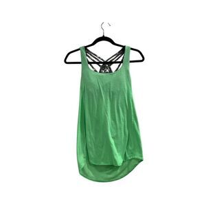 Lululemon Women's Floral Tank Top Size 4 Green Scoop Neck Sleeveless